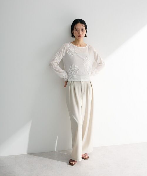 ELENCARE DUE（エレンカーレデュエ）の「・ELENCARE DUE コード刺繍シアーロンT（Tシャツ/カットソー・レディース・オフホワイト/チャコールグレー/ブラック/ピンク・FREE）」の12枚目の写真