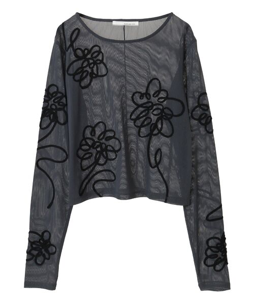 ELENCARE DUE（エレンカーレデュエ）の「・ELENCARE DUE コード刺繍シアーロンT（Tシャツ/カットソー・レディース・オフホワイト/チャコールグレー/ブラック/ピンク・FREE）」の8枚目の写真