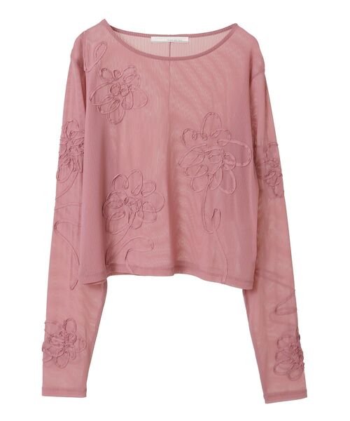 ELENCARE DUE（エレンカーレデュエ）の「・ELENCARE DUE コード刺繍シアーロンT（Tシャツ/カットソー・レディース・オフホワイト/チャコールグレー/ブラック/ピンク・FREE）」の10枚目の写真