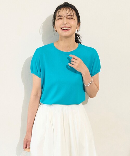 UNFILO（アンフィーロ）の「【新色追加】スゴ機能美ニット コンパクト（ニット/セーター・レディース・ブラック系/ホワイト系/ベージュ系1/グリーン系/オレンジ系/ピンク系/ターコイズブルー系1/ターコイズブルー系/ブルー系/ダークブラウン系/ベージュ系/ネイビー系1/ネイビー系/ネイビー系2/ホワイト系1/レッド系/ブラウン系/ベージュ系2/ネイビー系3/レッド系1/ブラック系3/スカイブルー系・XX-LARGE/X-LARGE）」の16枚目の写真