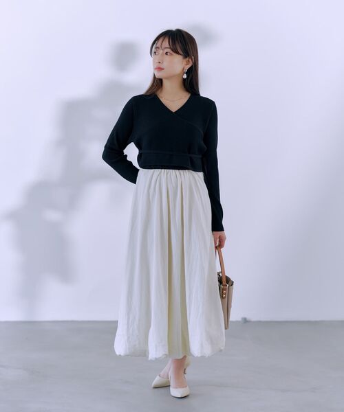 COHINA（コヒナ）の「カシュクールバルーンドッキングワンピース 【低身長・小柄女性】（ワンピース・レディース・グレー/ブラック/ベージュ・REGULAR/SHORT）」の14枚目の写真