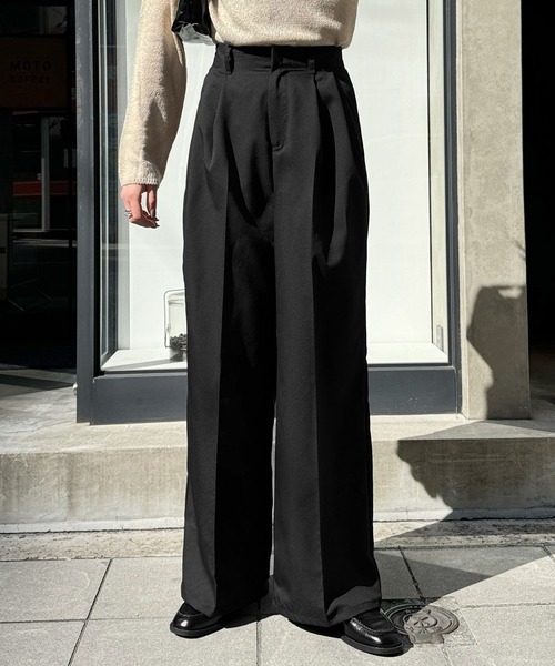 LE MORE（リモア）の「ツイルタックワイドスラックス（スラックス・レディース・ブラック/グレー/ベージュ・FREE）」の8枚目の写真