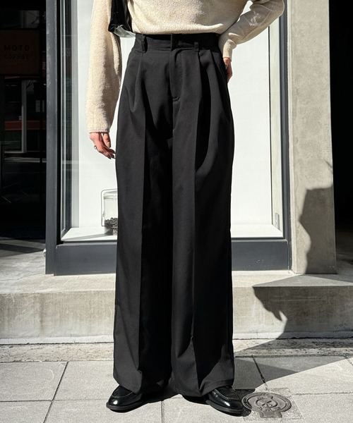 ★日本未入荷*Massimo Dutti*リラックスウールスラックス/GL★ セール】ツイルタックワイドスラックス(スラックス)|LE MORE