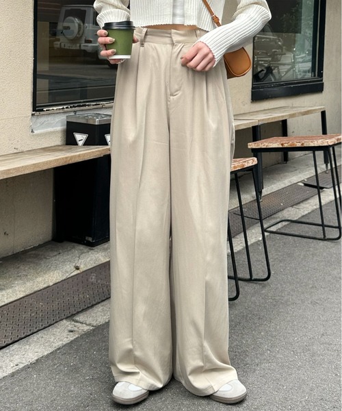 セール】ツイルタックワイドスラックス（スラックス）｜LE MORE