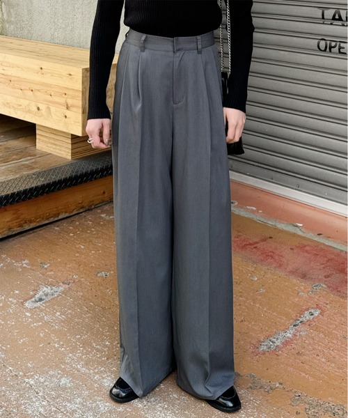 LE MORE（リモア）の「ツイルタックワイドスラックス（スラックス・レディース・ブラック/グレー/ベージュ・FREE）」の18枚目の写真