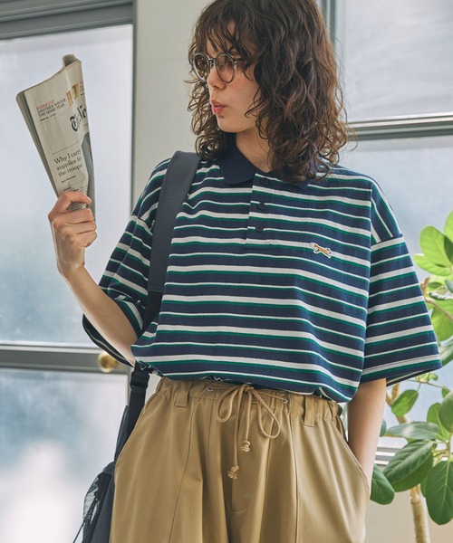 PENNEYS/ペニーズ 別注 THE FOX ロゴ ワッペン刺繍 ボーダーポロシャツ