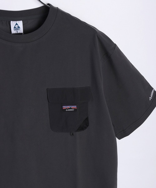 GERRY(ジェリー)の「GERRY ナイロンポケット付 半袖Tシャツ 接触冷感(Tシャツ/カットソー・メンズ・アイボリー/ライトグレー/チャコールグレー・LL/L/M)」の2枚目の写真