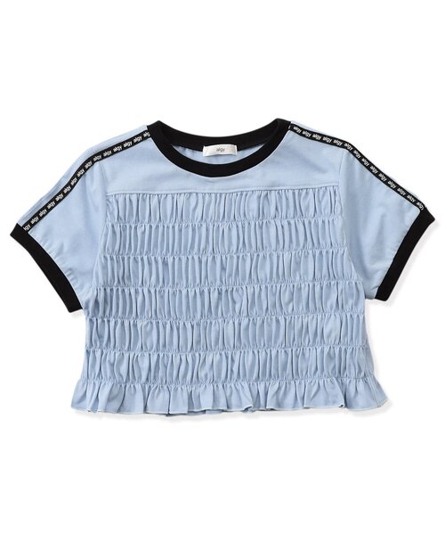 algy（アルジー）の「クロップドシャーリングライン半袖T（Tシャツ/カットソー・キッズ・ブラック/サックスブルー/オフホワイト・XX-SMALL/X-SMALL/MEDIUM/SMALL）」の3枚目の写真