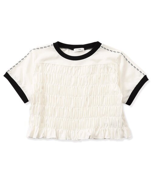 algy（アルジー）の「クロップドシャーリングライン半袖T（Tシャツ/カットソー・キッズ・ブラック/サックスブルー/オフホワイト・XX-SMALL/X-SMALL/MEDIUM/SMALL）」の6枚目の写真