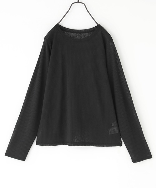 n'OrLABEL（ノアールレーベル）の「シアーリブカットソー（Tシャツ/カットソー・レディース・ネイビー/ライトグリーン/ライトグレー/ブラック・1/2）」の9枚目の写真