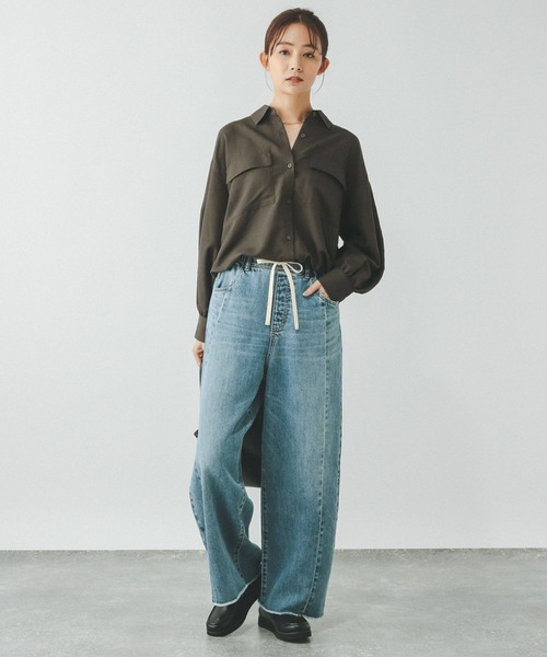 グローバルワーク　GOODデニムイージーパンツ　L グレー GLOBAL WORK ジーンズ デニム デニムパンツ GOODデニムイージー