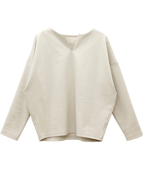 Aletta vita(アレッタビータ)の「スリットネックポンチコクーン長袖プルオーバー(Tシャツ/カットソー・レディース・チャコール/ブラック/ベージュ・FREE)」の10枚目の写真
