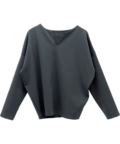 Aletta vita(アレッタビータ)の「スリットネックポンチコクーン長袖プルオーバー(Tシャツ/カットソー・レディース・チャコール/ブラック/ベージュ・FREE)」の9枚目の写真