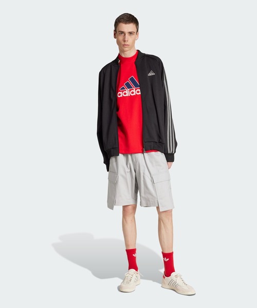 adidas グレー トレーナー 赤いストライプ セール】ウォームアップトップ / トレーナー / アディダス