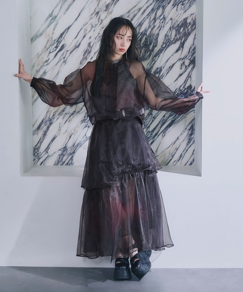 HARE（ハレ）の「ランダムグラデシアースカート(HARE)（スカート・レディース・ブルー/レッドパープル・FREE）」の7枚目の写真