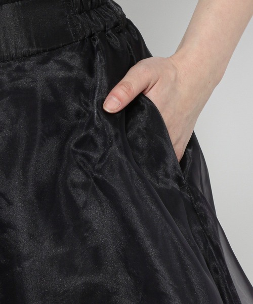 HARE ハレ　ランダムグラデ　シアースカート　オーガンジー　ブラック×ブルー HARE（ハレ）の「ランダムグラデシアースカート(HARE)（スカート