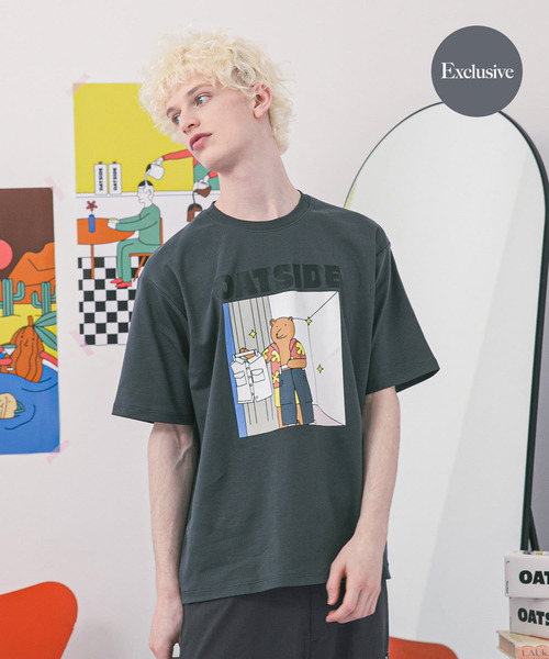 SENSE OF PLACE by URBAN RESEARCH(センスオブプレイスバイアーバンリサーチ)の「『別注』OATSIDE×SENSE OF PLACE グラフィックショートスリーブ Tシャツ B(Tシャツ/カットソー・メンズ・チャコールグレー/ホワイト/イエロー・MEDIUM/LARGE)」の3枚目の写真