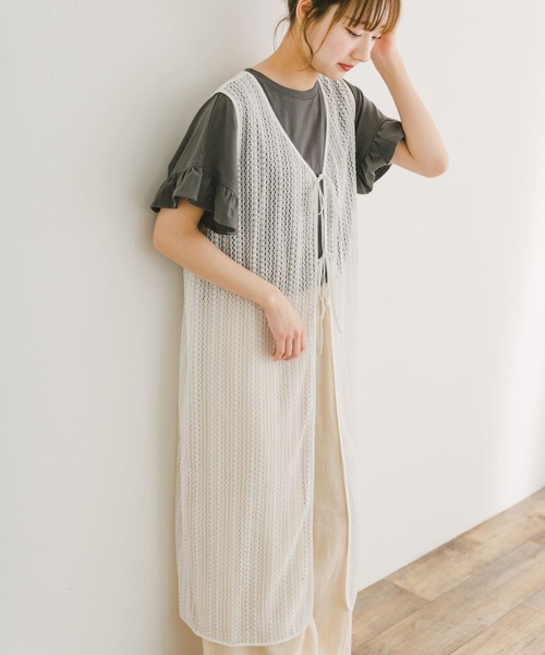 ITEMS URBANRESEARCH（アイテムズ アーバンリサーチ）の「メッシュジレワンピース（ワンピース・レディース・ホワイト/ベージュ/ブラック・FREE）」の2枚目の写真