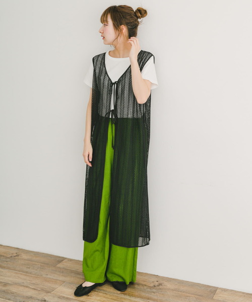 ITEMS URBANRESEARCH（アイテムズ アーバンリサーチ）の「メッシュジレワンピース（ワンピース・レディース・ホワイト/ベージュ/ブラック・FREE）」の3枚目の写真