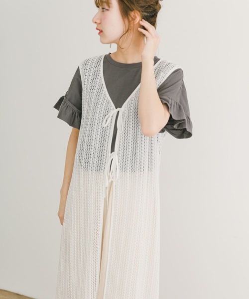 ITEMS URBANRESEARCH（アイテムズ アーバンリサーチ）の「メッシュジレワンピース（ワンピース・レディース・ホワイト/ベージュ/ブラック・FREE）」の18枚目の写真
