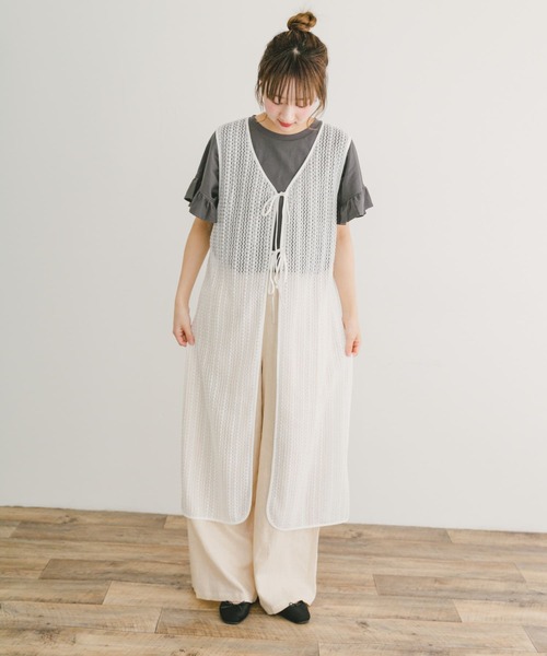 ITEMS URBANRESEARCH（アイテムズ アーバンリサーチ）の「メッシュジレワンピース（ワンピース・レディース・ホワイト/ベージュ/ブラック・FREE）」の19枚目の写真
