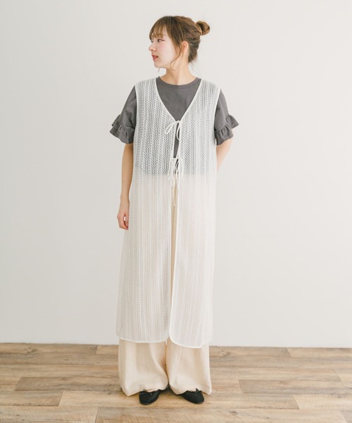 ITEMS URBANRESEARCH（アイテムズ アーバンリサーチ）の「メッシュジレワンピース（ワンピース・レディース・ホワイト/ベージュ/ブラック・FREE）」の22枚目の写真