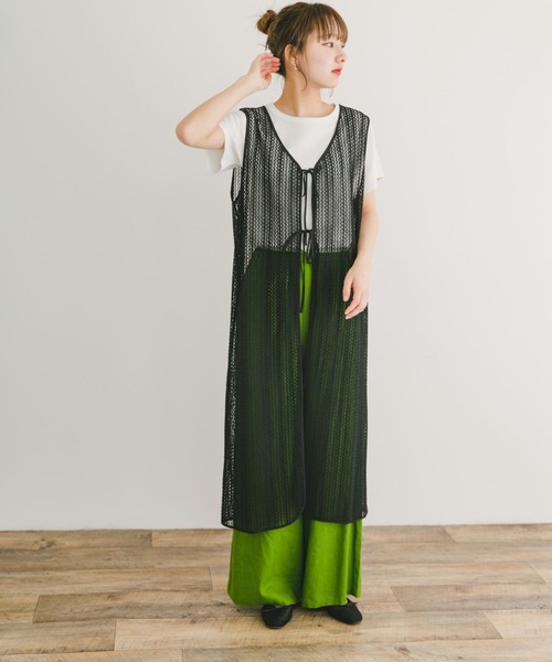 ITEMS URBANRESEARCH（アイテムズ アーバンリサーチ）の「メッシュジレワンピース（ワンピース・レディース・ホワイト/ベージュ/ブラック・FREE）」の5枚目の写真