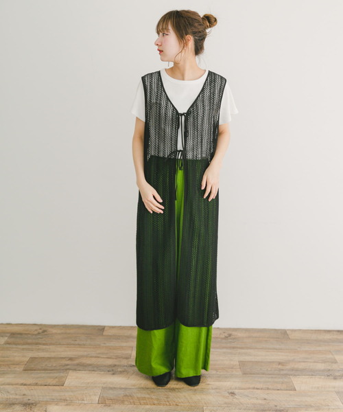 ITEMS URBANRESEARCH（アイテムズ アーバンリサーチ）の「メッシュジレワンピース（ワンピース・レディース・ホワイト/ベージュ/ブラック・FREE）」の6枚目の写真
