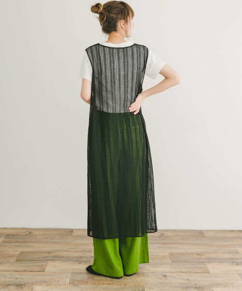 ITEMS URBANRESEARCH（アイテムズ アーバンリサーチ）の「メッシュジレワンピース（ワンピース・レディース・ホワイト/ベージュ/ブラック・FREE）」の7枚目の写真