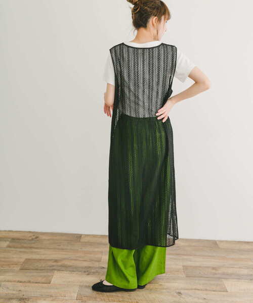 ITEMS URBANRESEARCH（アイテムズ アーバンリサーチ）の「メッシュジレワンピース（ワンピース・レディース・ホワイト/ベージュ/ブラック・FREE）」の8枚目の写真