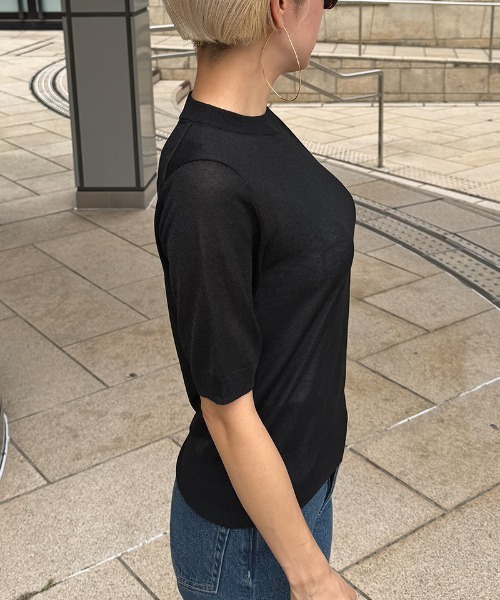 JENNE(ジェンヌ)の「イタリア糸シアーサマーニット(ニット/セーター・レディース・シャンパン/ネイビー/ホワイト/ターコイズブルー/ブラック・SMALL/MEDIUM/LARGE)」の16枚目の写真