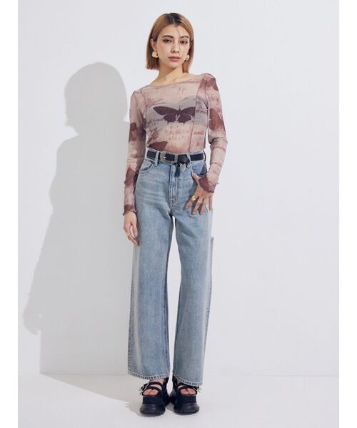 EVRIS（エヴリス）の「バタフライシアートップス（Tシャツ/カットソー・レディース・ブラウン/ブルー・FREE）」の15枚目の写真