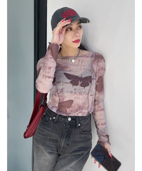 EVRIS（エヴリス）の「バタフライシアートップス（Tシャツ/カットソー・レディース・ブラウン/ブルー・FREE）」の17枚目の写真