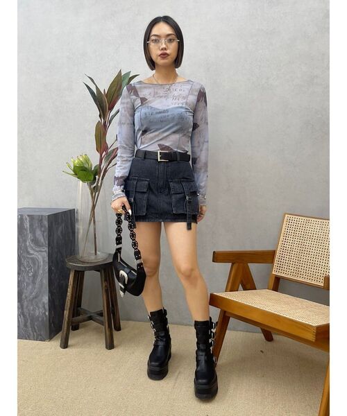 EVRIS（エヴリス）の「バタフライシアートップス（Tシャツ/カットソー・レディース・ブラウン/ブルー・FREE）」の22枚目の写真