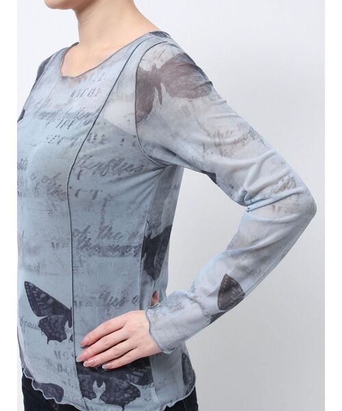 EVRIS（エヴリス）の「バタフライシアートップス（Tシャツ/カットソー・レディース・ブラウン/ブルー・FREE）」の5枚目の写真