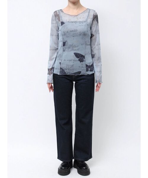 EVRIS（エヴリス）の「バタフライシアートップス（Tシャツ/カットソー・レディース・ブラウン/ブルー・FREE）」の8枚目の写真