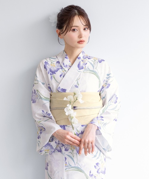SOUBIEN(ソウビエン)の「“初心者でもプロの着姿”新二部式 セパレート浴衣3点セット(上衣・下衣・おはしょり布+帯+伊達締)【SOUBIEN】(浴衣・レディース・ネイビー系/ネイビー系2/ネイビー系3/ブルー系/パープル系/ライトブルーグレー/イエロー系その他/ホワイト系その他3/ブラック系/ブラック系2/グレー系/ホワイト系その他/オレンジ系/ネイビー系1/ブラック系1/グリーン系/ブルー系1/ホワイト系その他2/ブルー系2/ブラック系3/ホワイト系/ベージュ系その他3/ベージュ系その他/アイボリー系2/アイボリー系/ネイビー系5/ベージュ系1/ベージュ系/ネイビー系4/ベージュ系その他2/ピンク系/アイボリー系1/ダルブルー系/サックスブルー系/パープル系1/ホワイト系1・FREE)」の5枚目の写真