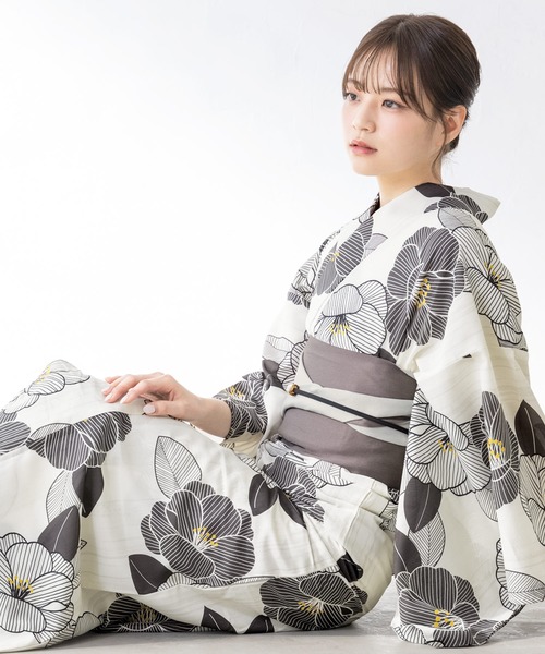 SOUBIEN(ソウビエン)の「“初心者でもプロの着姿”新二部式 セパレート浴衣3点セット(上衣・下衣・おはしょり布+帯+伊達締)【SOUBIEN】(浴衣・レディース・ネイビー系/ネイビー系2/ネイビー系3/ブルー系/パープル系/ライトブルーグレー/イエロー系その他/ホワイト系その他3/ブラック系/ブラック系2/グレー系/ホワイト系その他/オレンジ系/ネイビー系1/ブラック系1/グリーン系/ブルー系1/ホワイト系その他2/ブルー系2/ブラック系3・FREE)」の5枚目の写真