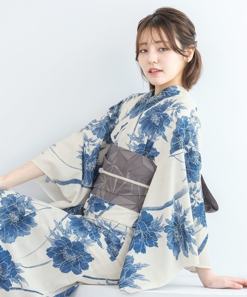 SOUBIEN(ソウビエン)の「“初心者でもプロの着姿”新二部式 セパレート浴衣3点セット(上衣・下衣・おはしょり布+帯+伊達締)【SOUBIEN】(浴衣・レディース・ネイビー系/ネイビー系2/ネイビー系3/ブルー系/パープル系/ライトブルーグレー/イエロー系その他/ホワイト系その他3/ブラック系/ブラック系2/グレー系/ホワイト系その他/オレンジ系/ネイビー系1/ブラック系1/グリーン系/ブルー系1/ホワイト系その他2/ブルー系2/ブラック系3/ホワイト系/ベージュ系その他3/ベージュ系その他/アイボリー系2/アイボリー系/ネイビー系5/ベージュ系1/ベージュ系/ネイビー系4/ベージュ系その他2/ピンク系/アイボリー系1/ダルブルー系/サックスブルー系/パープル系1/ホワイト系1・FREE)」の17枚目の写真
