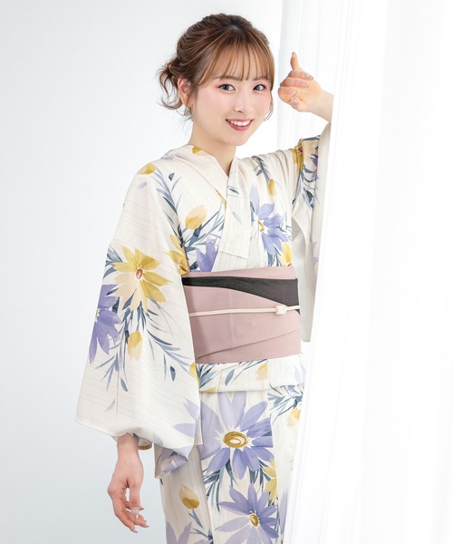 SOUBIEN(ソウビエン)の「“初心者でもプロの着姿”新二部式 セパレート浴衣3点セット(上衣・下衣・おはしょり布+帯+伊達締)【SOUBIEN】(浴衣・レディース・ネイビー系/ネイビー系2/ネイビー系3/ブルー系/パープル系/ライトブルーグレー/イエロー系その他/ホワイト系その他3/ブラック系/ブラック系2/グレー系/ホワイト系その他/オレンジ系/ネイビー系1/ブラック系1/グリーン系/ブルー系1/ホワイト系その他2/ブルー系2/ブラック系3/ホワイト系/ベージュ系その他3/ベージュ系その他/アイボリー系2/アイボリー系/ネイビー系5/ベージュ系1/ベージュ系/ネイビー系4/ベージュ系その他2/ピンク系/アイボリー系1/ダルブルー系/サックスブルー系/パープル系1/ホワイト系1・FREE)」の19枚目の写真
