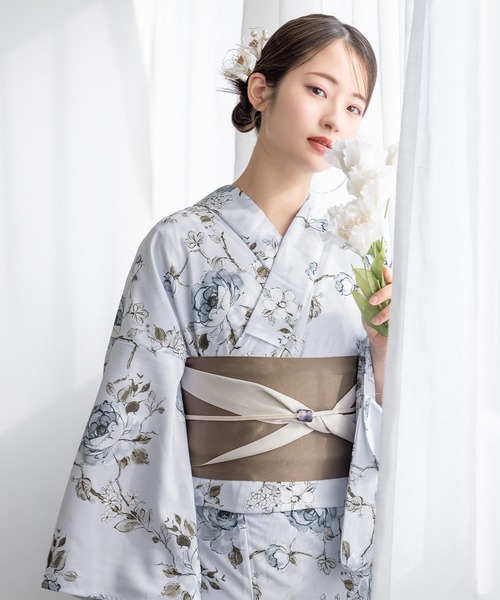 SOUBIEN(ソウビエン)の「“初心者でもプロの着姿”新二部式 セパレート浴衣3点セット(上衣・下衣・おはしょり布+帯+伊達締)【SOUBIEN】(浴衣・レディース・ネイビー系/ネイビー系2/ネイビー系3/ブルー系/パープル系/ライトブルーグレー/イエロー系その他/ホワイト系その他3/ブラック系/ブラック系2/グレー系/ホワイト系その他/オレンジ系/ネイビー系1/ブラック系1/グリーン系/ブルー系1/ホワイト系その他2/ブルー系2/ブラック系3・FREE)」の15枚目の写真