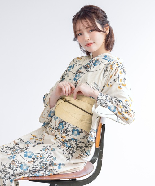 SOUBIEN(ソウビエン)の「“初心者でもプロの着姿”新二部式 セパレート浴衣3点セット(上衣・下衣・おはしょり布+帯+伊達締)【SOUBIEN】(浴衣・レディース・ネイビー系/ネイビー系2/ネイビー系3/ブルー系/パープル系/ライトブルーグレー/イエロー系その他/ホワイト系その他3/ブラック系/ブラック系2/グレー系/ホワイト系その他/オレンジ系/ネイビー系1/ブラック系1/グリーン系/ブルー系1/ホワイト系その他2/ブルー系2/ブラック系3/ホワイト系/ベージュ系その他3/ベージュ系その他/アイボリー系2/アイボリー系/ネイビー系5/ベージュ系1/ベージュ系/ネイビー系4/ベージュ系その他2/ピンク系/アイボリー系1/ダルブルー系/サックスブルー系/パープル系1/ホワイト系1・FREE)」の13枚目の写真