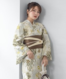 総絞り 花柄 浴衣 黄色系 楽天市場】【8/11まで5％OFFクーポン】Dazzy レトロモダン黄色