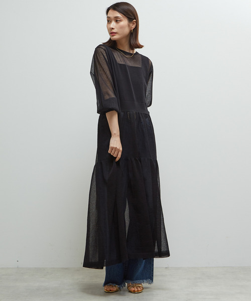 SOFFITTO（ソフィット）の「シアーニットワンピース（ワンピース・レディース・ブラック/オフホワイト/ミント・M/S）」の4枚目の写真