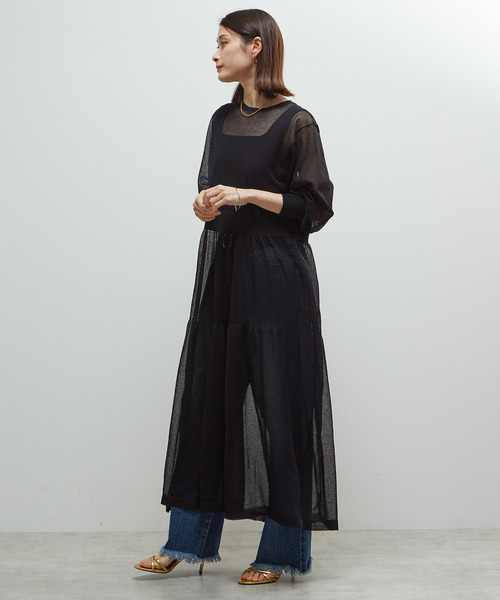 SOFFITTO（ソフィット）の「シアーニットワンピース（ワンピース・レディース・ブラック/オフホワイト/ミント・M/S）」の5枚目の写真