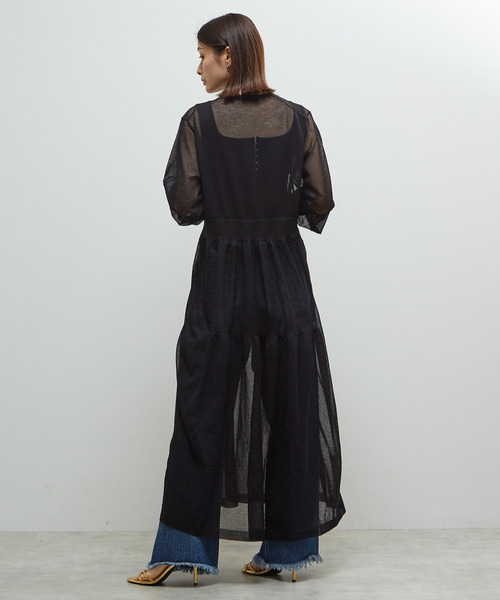 SOFFITTO（ソフィット）の「シアーニットワンピース（ワンピース・レディース・ブラック/オフホワイト/ミント・M/S）」の6枚目の写真
