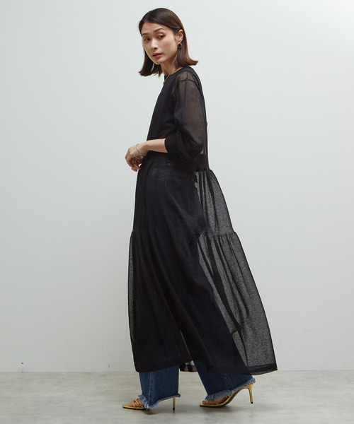 SOFFITTO（ソフィット）の「シアーニットワンピース（ワンピース・レディース・ブラック/オフホワイト/ミント・M/S）」の8枚目の写真