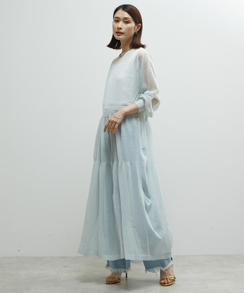 SOFFITTO（ソフィット）の「シアーニットワンピース（ワンピース・レディース・ブラック/オフホワイト/ミント・M/S）」の10枚目の写真