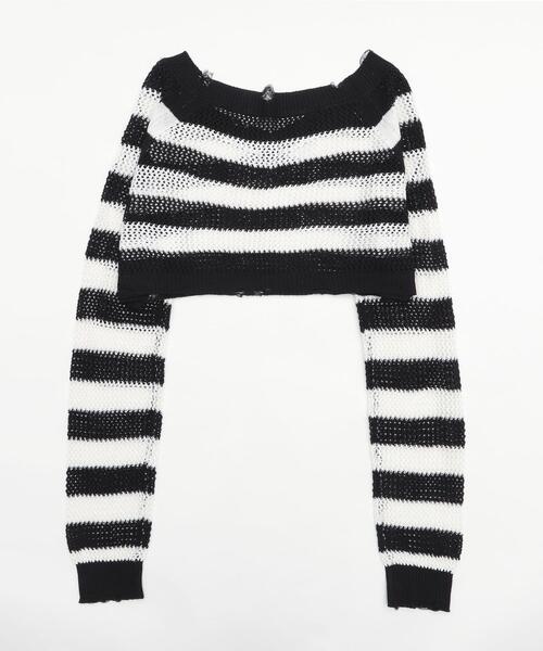 dispark（ディスパーク）の「DISPARK/ダメージボーダーショートニット（ニット/セーター・レディース・ブラウン/ブラック・FREE）」の17枚目の写真