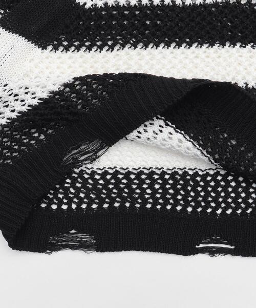 dispark（ディスパーク）の「DISPARK/ダメージボーダーショートニット（ニット/セーター・レディース・ブラウン/ブラック・FREE）」の14枚目の写真